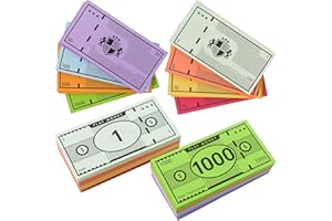 APOSTROPHE GAMES Play Money - 520 Pcs for Board Games - 65 of Each Bill in 8 Denominations - Double Sided Printed Paper for Pretend Play Cashier, Opoly Refill Packs