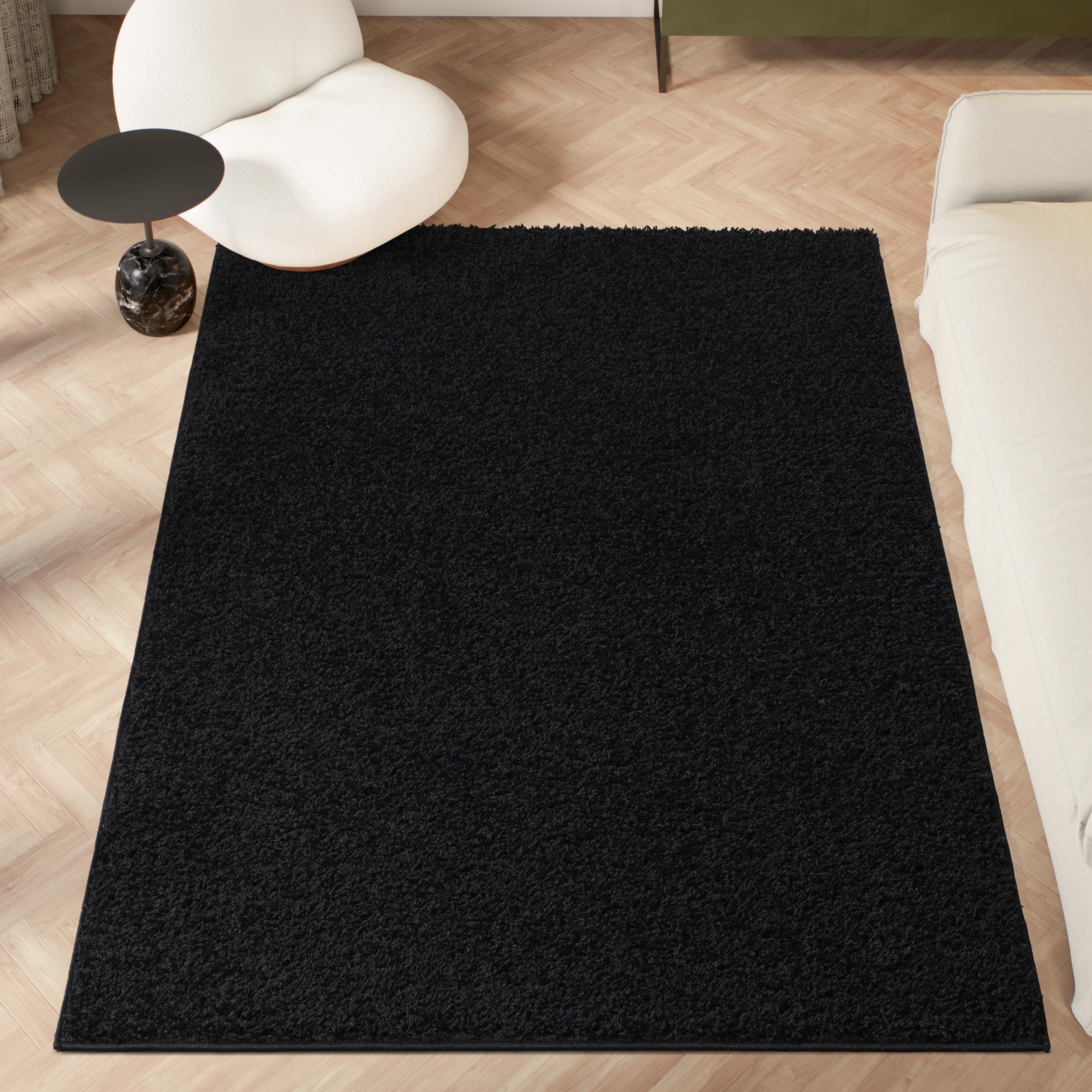homeart Area Rug - Super Soft Shaggy Rugs For The Living Rooms, Bedrooms And Kitchen - Modern, Easy To Clean Carpet - 60x110 cm, Black
