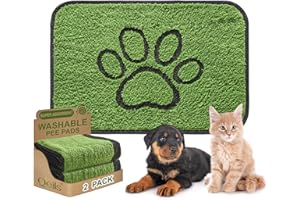Qeils Reusable Dog Pee Pads, 2 Pack Super Absorbent & Leakproof Washable Puppy Pads with Soft Green Top Layer, for Potty Training, Crates, Couch, Car Seats & Pet Beds, 24"x 36"