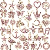 Anjulery Gold-Tone Rhinestone Charms Set for DIY Jewelry Making - 36 PCS Assorted Metal Pendants for Bracelets, Necklaces, Earrings - Elegant Craft Supplies, Gift Ideas for Jewelry Lovers
