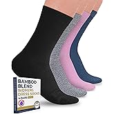 Pembrook Bamboo Viscose Dress Socks Women - 4 Pairs Crew Trouser Socks Women | Moisture Wicking Thin Socks Women