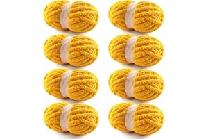 NDICANG 8 Pack Chunky Yarn for Hand Knitting - Chunky Chenille Blanket Yarn for Crocheting - Jumbo Fluffy Yarn for Crochet - Super Bulky Yarn 28.4 yds 7.7 oz Each Skein (Golden)