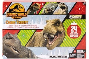 Mattel Jurassic World: Chaos Theory Advent Calendar with 24 Days, 30 Dinosaur-Related Toy Surprises, 20 Mini Dinos, 1 Human, 9 Fence Pieces