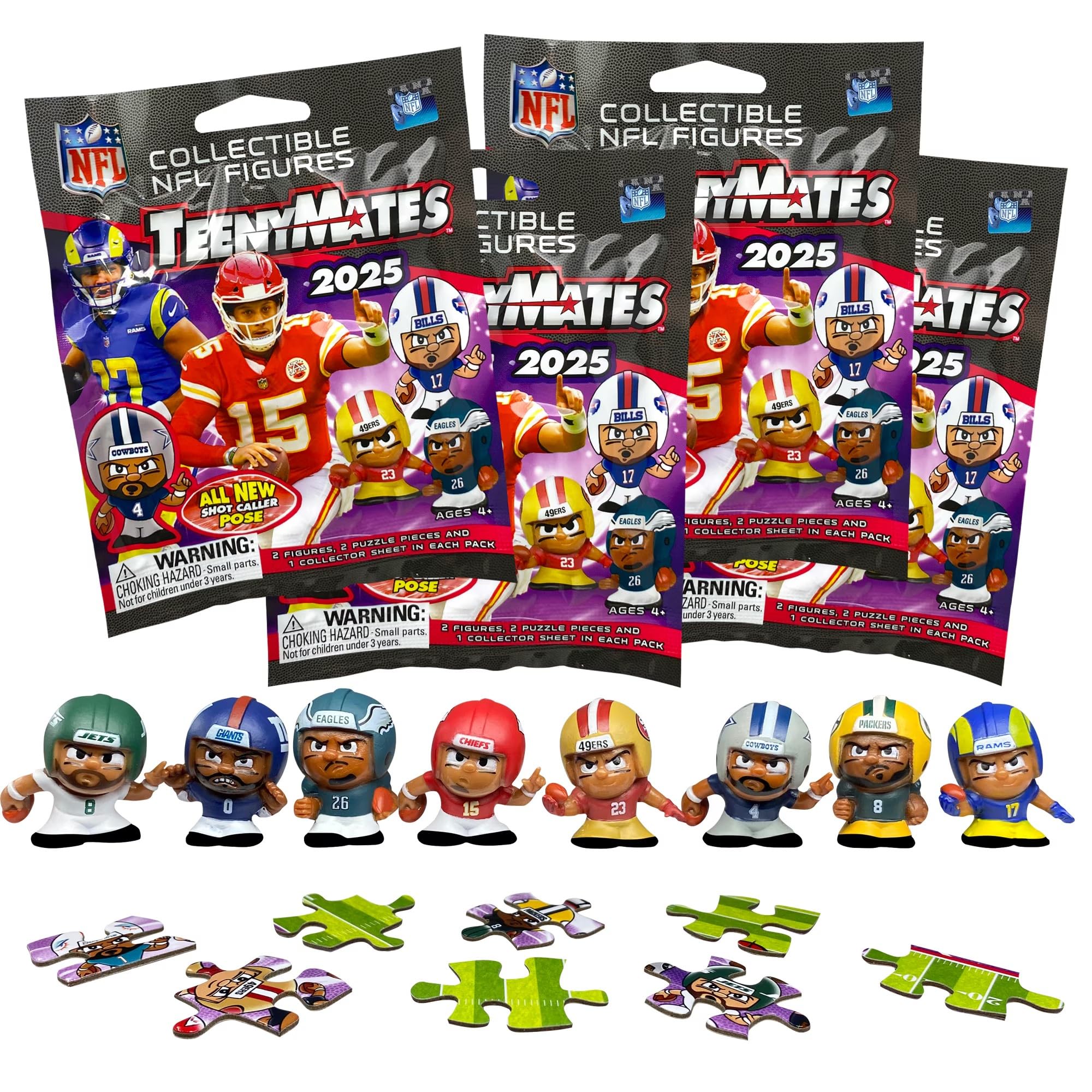 Photo 1 of Teenymates Party Animal Series (13) 2024 NFL Figures Blind Bags Gift Set Party Bundle - 4 Pack - 8 Figures Total