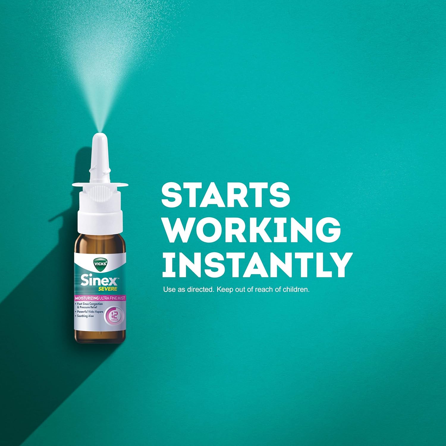 Vicks Sinex Severe Sinus Congestion Nasal Spray, 0.5 fl oz - Moisturizing Ultra Fine Mist with Soothing Aloe: Health & Personal Care