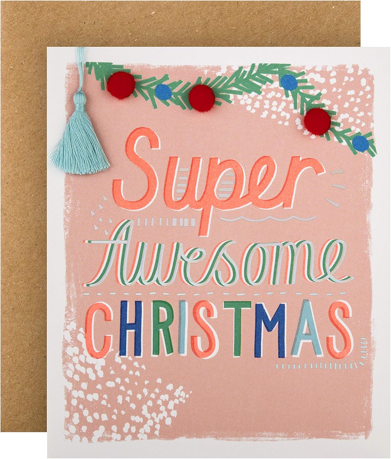 Hallmark Christmas Card - Super Awesome Text Design, Multicoloured, 16.2 cm by 13.5 cm
