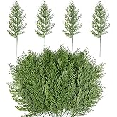 Hananona Artificial Pine Branches,40 Pcs Christmas Faux Cedar Stems, Artificial Faux Cedar Branches, Fake Christmas Greenery Pine Picks for Wreath Craft DIY Home Kitchen Decorations (40, Green)