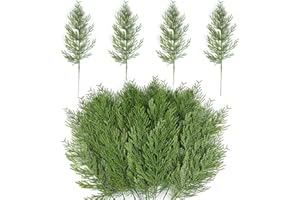 Hananona Artificial Pine Branches,40 Pcs Christmas Faux Cedar Stems, Artificial Faux Cedar Branches, Fake Christmas Greenery Pine Picks for Wreath Craft DIY Home Kitchen Decorations (40, Green)