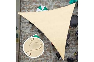 ColourTree 12' x 12' x 12' Beige TADT12 Triangle Waterproof Sun Shade Sail UPF50 Canopy Awning Shelter, 95% UV Blockage Water Resistant, Outdoor Patio Garden Carport (We Customize)