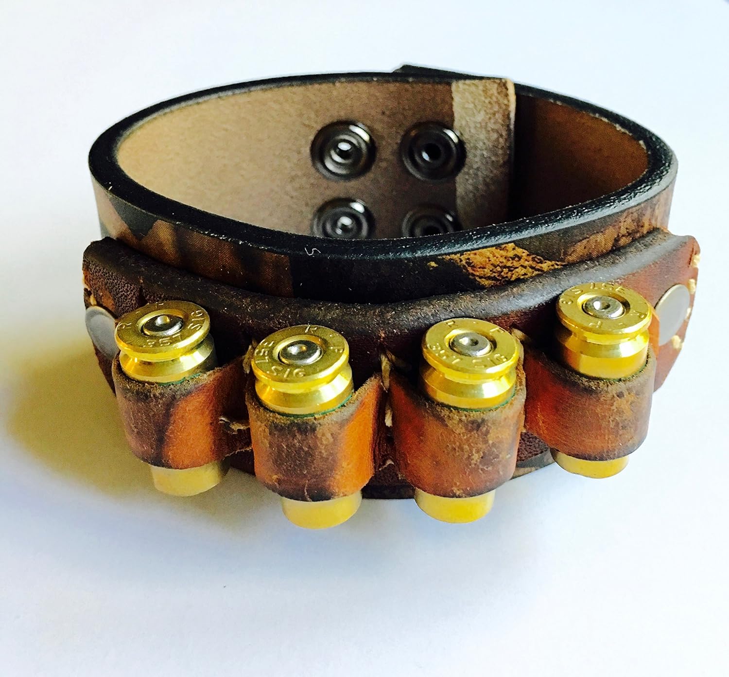 Camo leather bullet cuff bracelet mens fashion, womens