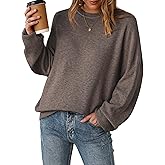 Arach&Cloz Women's Wool Blend Oversized Sweaters Crewneck Casual Outfits Fashion Spring Tops
