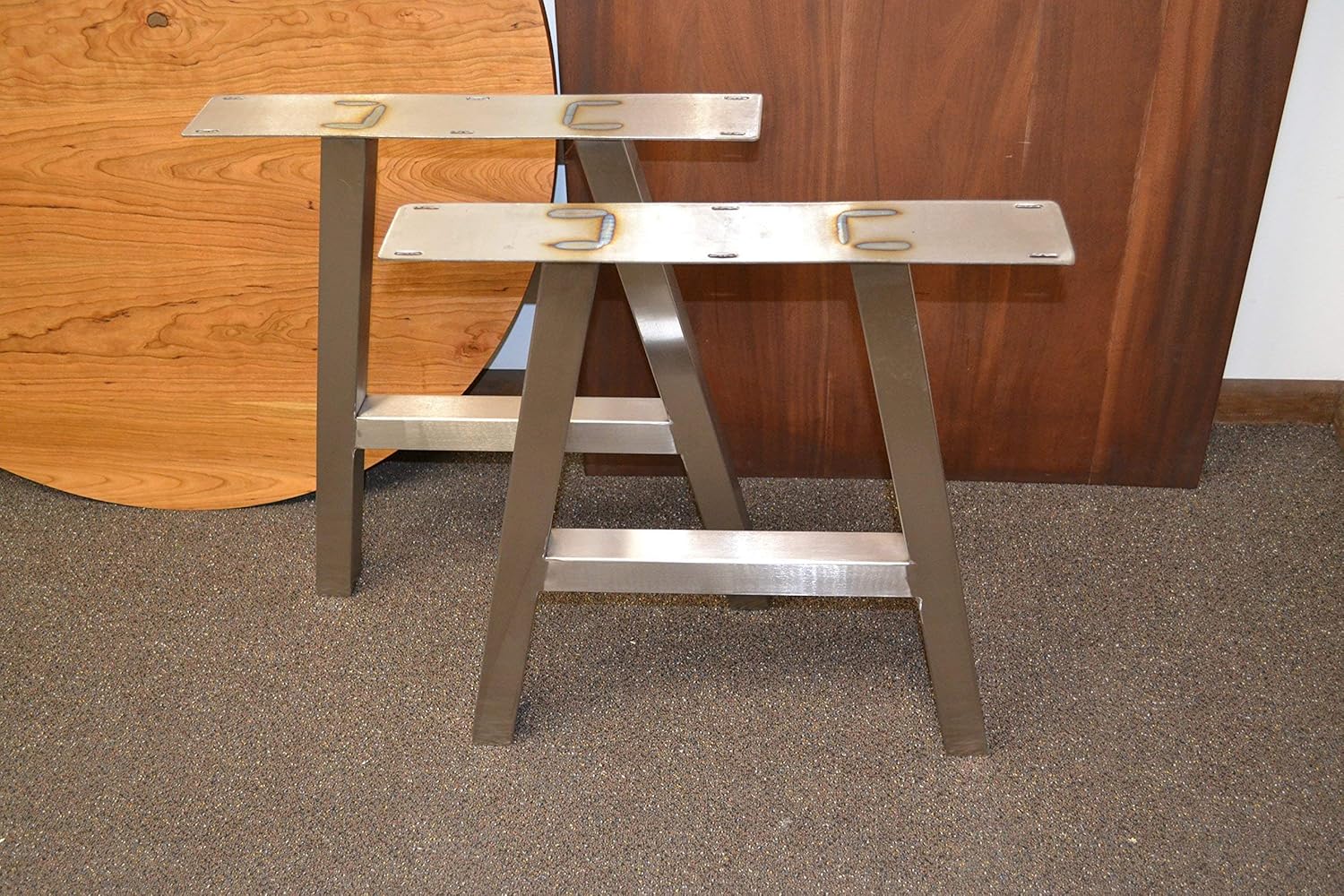 Brushed Stainless Table Legs, AFrame Style Any Size Handmade