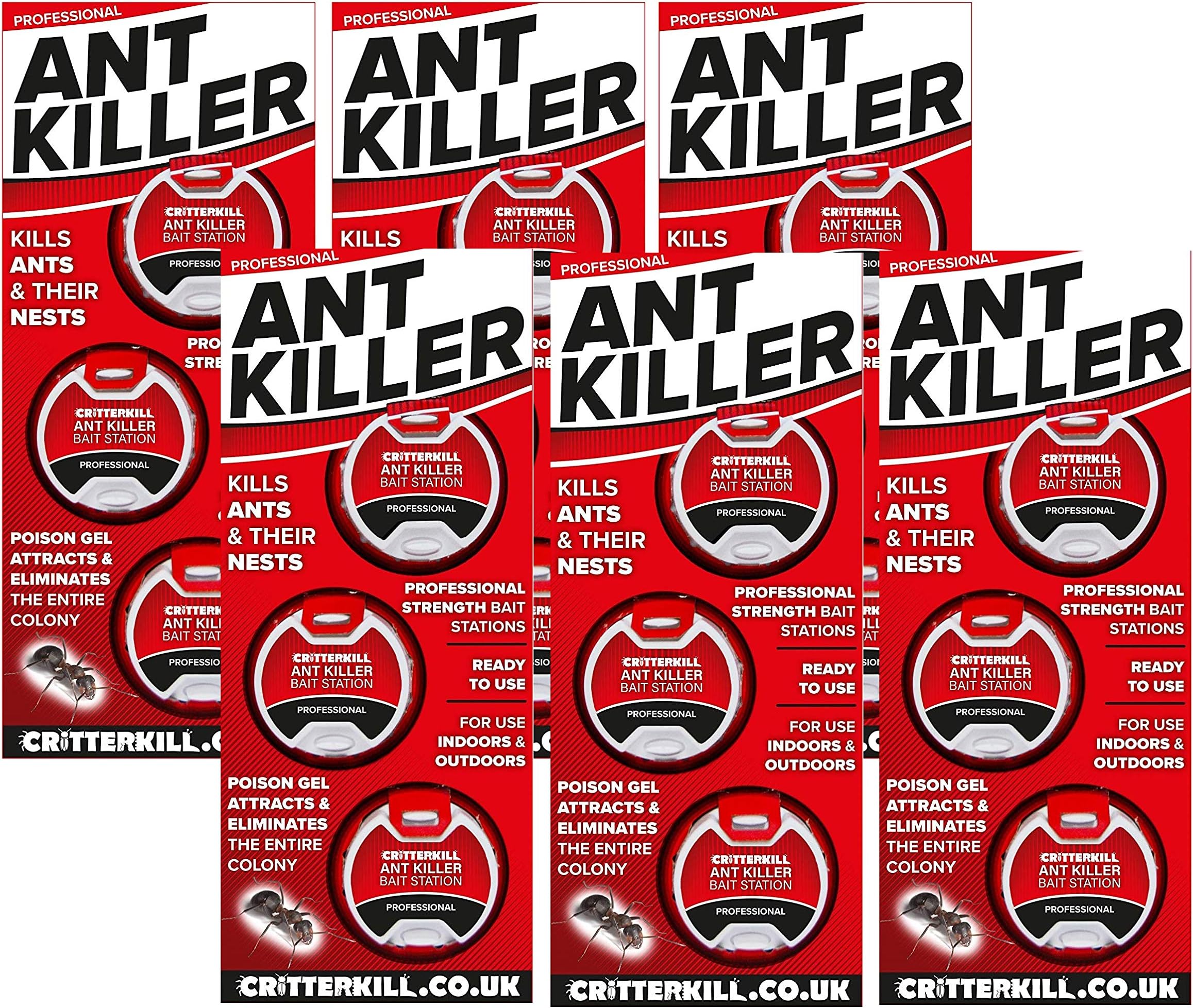 CritterKill Ant Killer Bait Stations | Professional Strength | Eradicates The Whole Nest (6 Packs)
