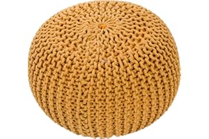 JAIPUR LIVING Jaipur Solid Pattern Yellow/Gold Cotton Pouf, 20-Inch x 20-Inch x 14-Inch, Corn Silk Spectrum
