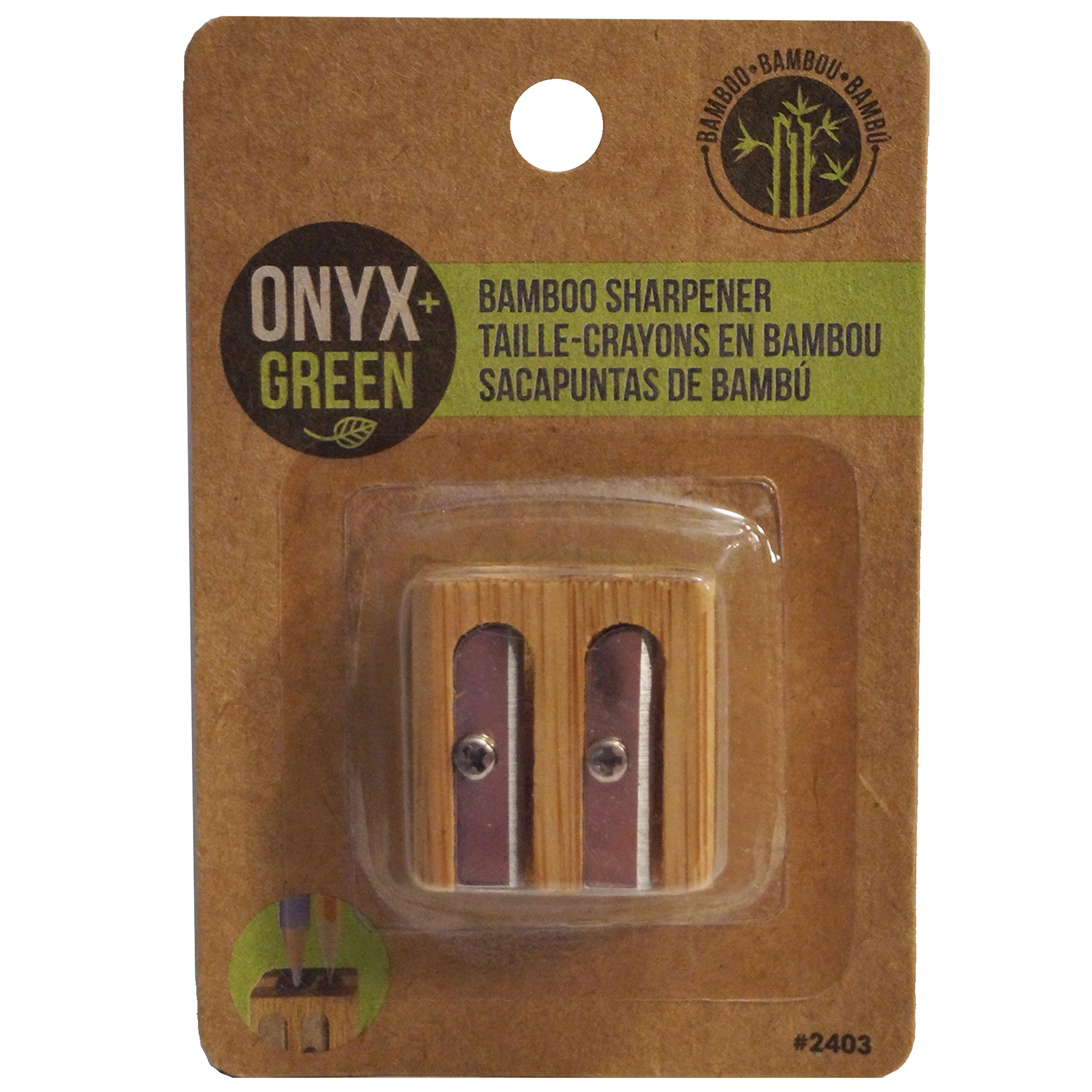 Onyx and Green Double Sharpener, Metal, Bamboo (2403)