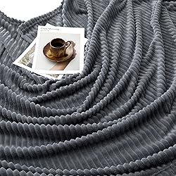 Vessia Flannel Fleece Dark Grey Throw Blanket