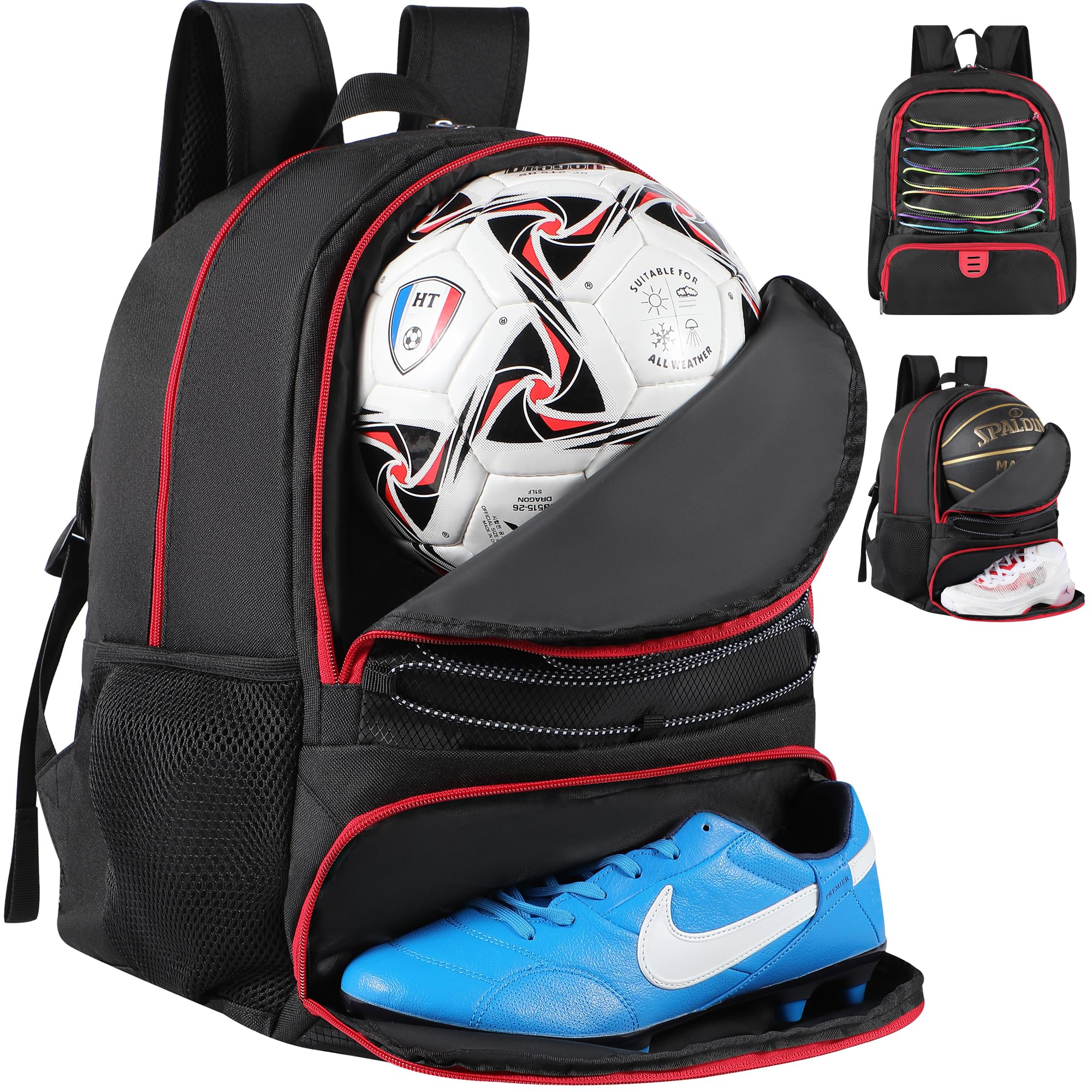 TRAILKICKER Soccer Bag Backpack for Soccer Ball Bag Basketball Backpack Volleyball Bag Football Accessories Sports Backpack RED