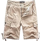 WenVen Men's Cotton Twill Cargo Shorts Classic Relaxed Fit- Reg and Big & Tall Sizes