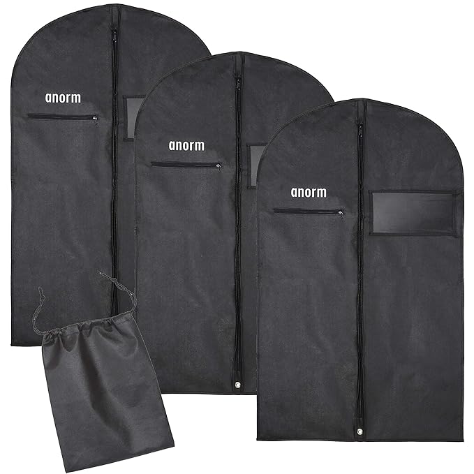 anorm Premium Kleidersack | 3 Stück Kleidertasche + Schuhbeutel | Aufbewahrung | hochwertige Kleiderhülle für Anzug, Uniform 