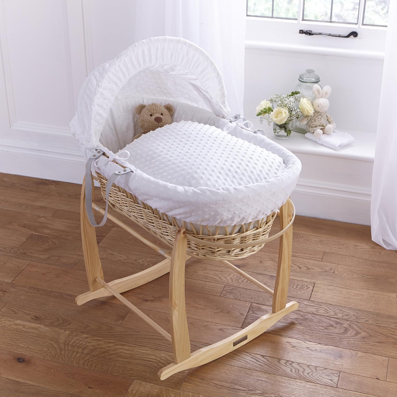 white dimple moses basket