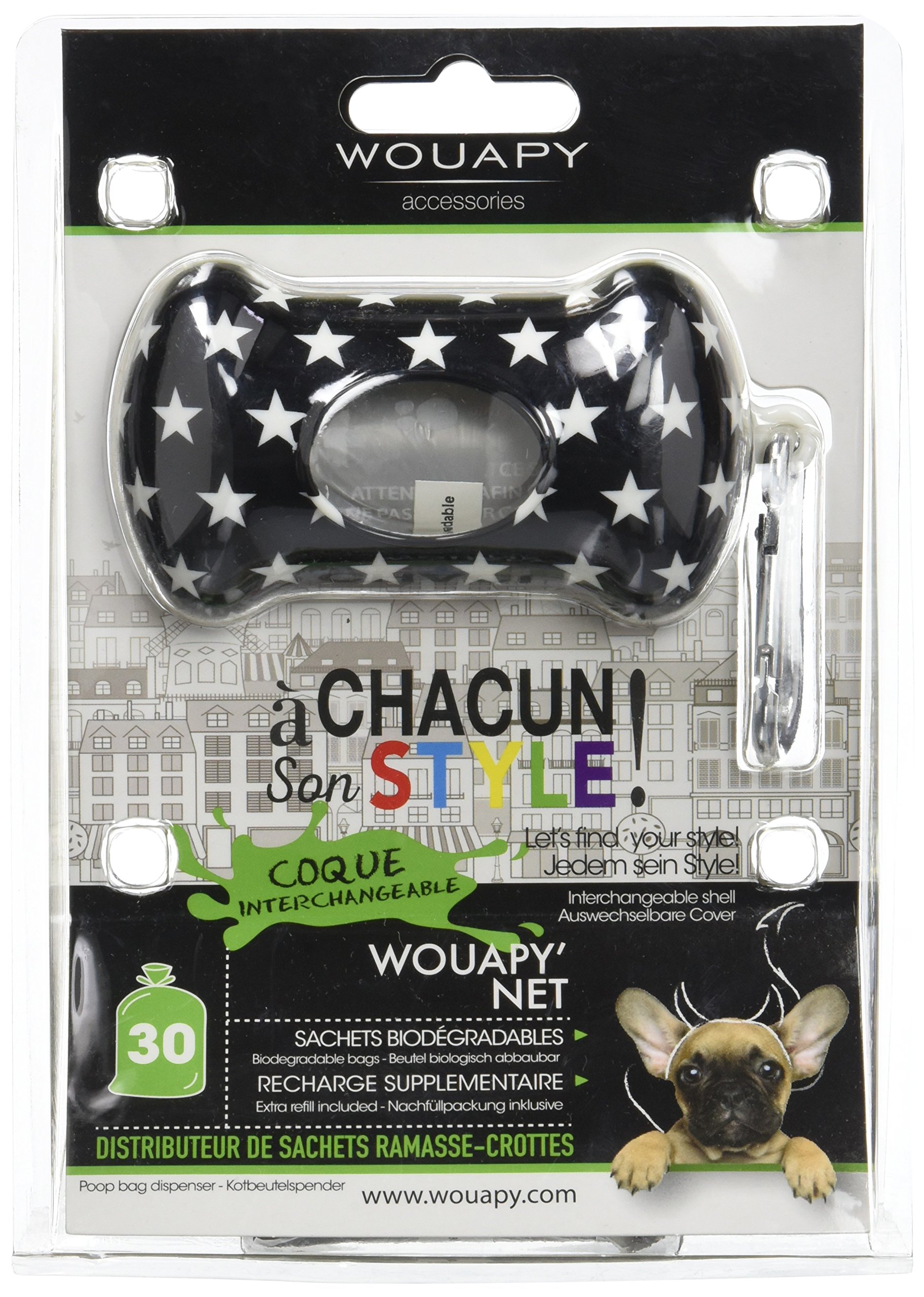 Wouapy net' Lacquered Christamas Preasent Bag Dispenser for Dogs and Cats Stars