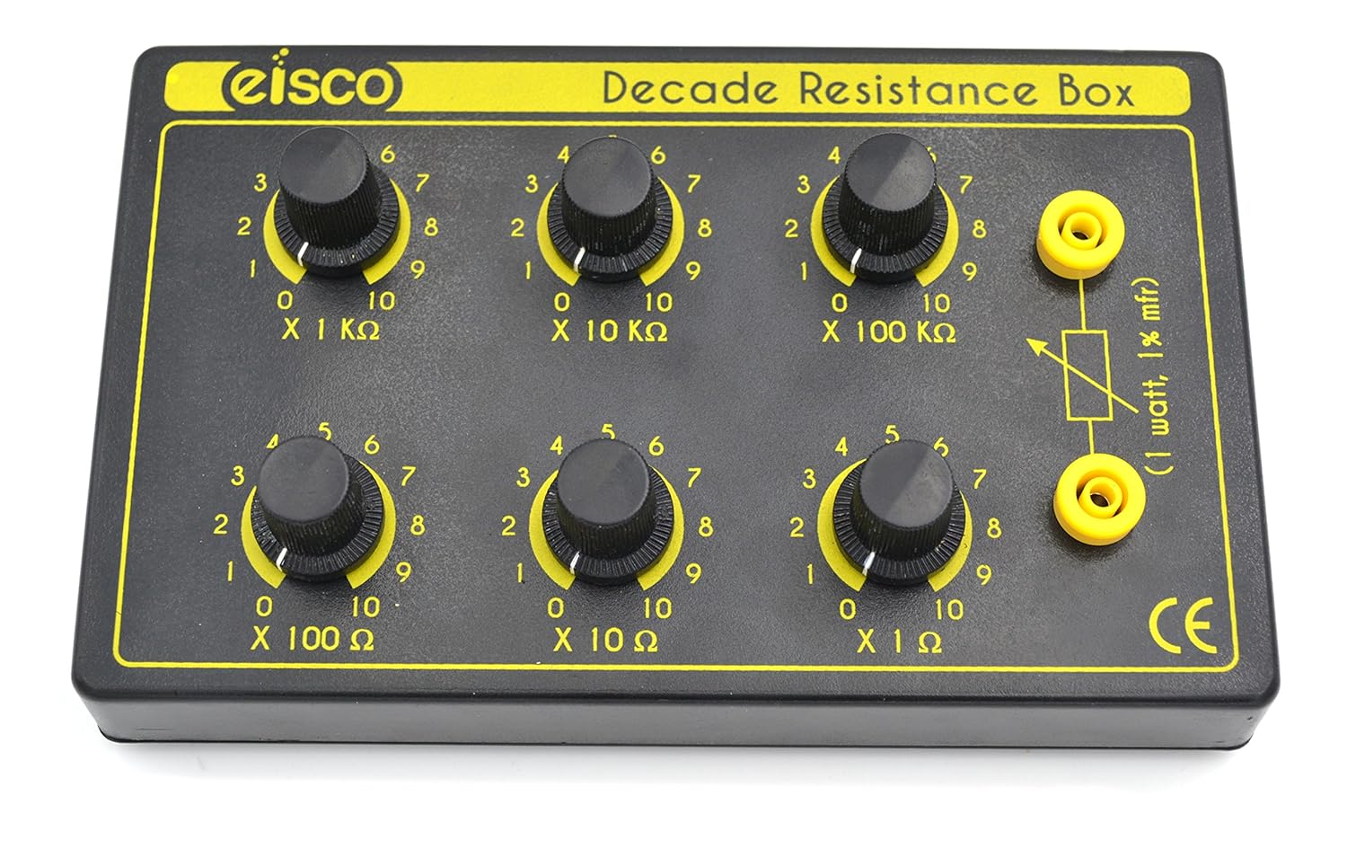 Eisco Labs 6 Decade Resistance Box, Variable from 01,111,110 Ohms