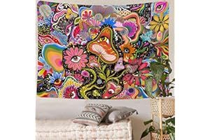 Simpkeely Aesthetic Tapestry Mushroom Eye Tapestry Wall Hanging Floral Tapestry Colorful Tapestries for Bedroom - 51.2" x 59.