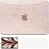 AKIT Compatible with MacBook Air 13 inch Case Sparkly 2025 2024-2022 M4 M3 M2 A3240 A3113 A2681, Glossy Glitter [Anti-Cracking] Hard Shell Laptop Case Cover for MacBook Air 13.6 inch 2025, Light Gold