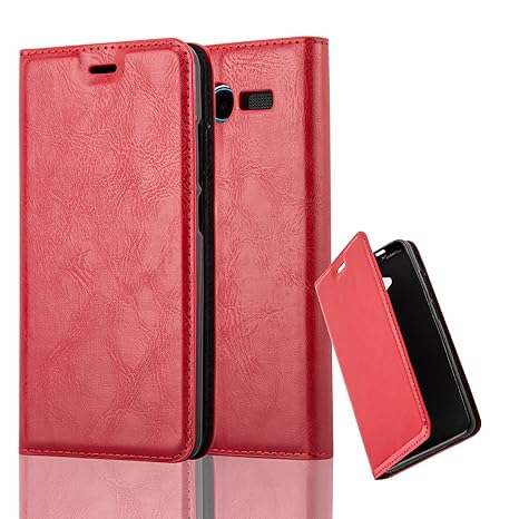 Cadorabo Hülle für ZTE Blade L3 - Hülle in Apfel ROT – Handyhülle mit Magnetverschluss, Standfunktion und Kartenfach - Case C