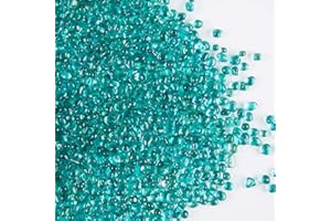 TWINKLING High Luster Round Fire Glass Stones,Glass Marbles Pebbles,Glass Beads Gems for Fire Pit Vase Fillers Crafts Aquarium Garden Decoration,3-6mm,1-Pound Jar (Turquoise)