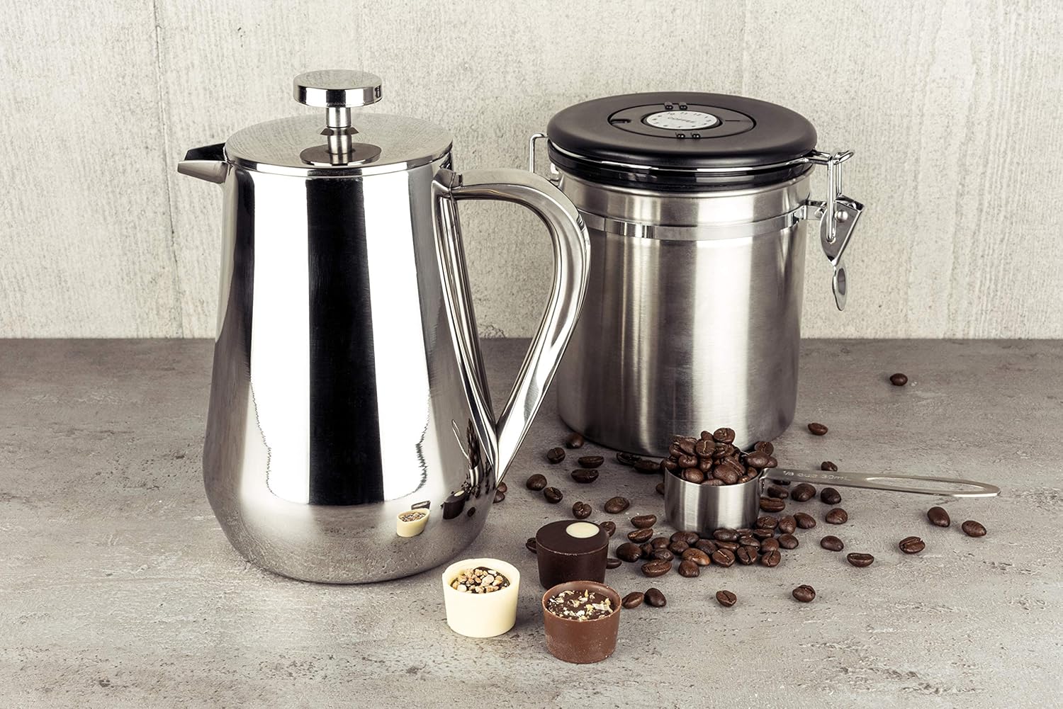 Café Olé Stainless Steel Bean & Ground Coffee Storage Canister, 500g, Silver - Image 5