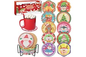 KOLBRIGHT 12 Days of Christmas Advent Calendar Diamond Painting Coasters, DIY Crafts Gem Diamond Art Kits for Adults, Elderly Parents, Christmas Ornaments Advent Calendar 2024 for Adults, Seniors, Women, Grils