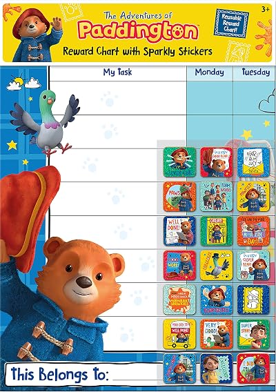Paper Projects Paddington Reward Chart Wipe Clean 56 Sparkly Stickers