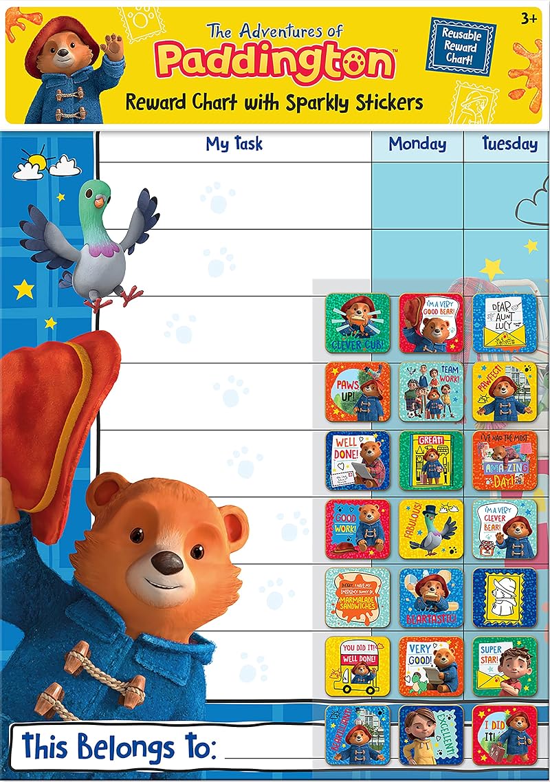 Paper Projects Paddington Reward Chart Wipe Clean 56 Sparkly Stickers