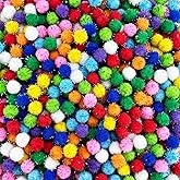 Jxpinet 1000 Pcs 0.6 inch Multicolor Sparkle Glitter Pom Pom Balls for Arts and Craft Making Decorations