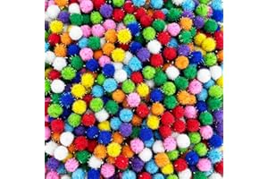 Jxpinet 1000 Pcs 0.6 inch Multicolor Sparkle Glitter Pom Pom Balls for Arts and Craft Making Decorations
