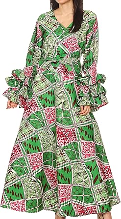 ankara long wrap dress