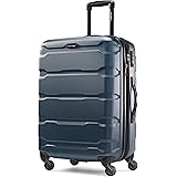 Samsonite Omni PC Hardside Expandable Luggage with Spinner Wheels, Teal, Checked-Medium 24-Inch