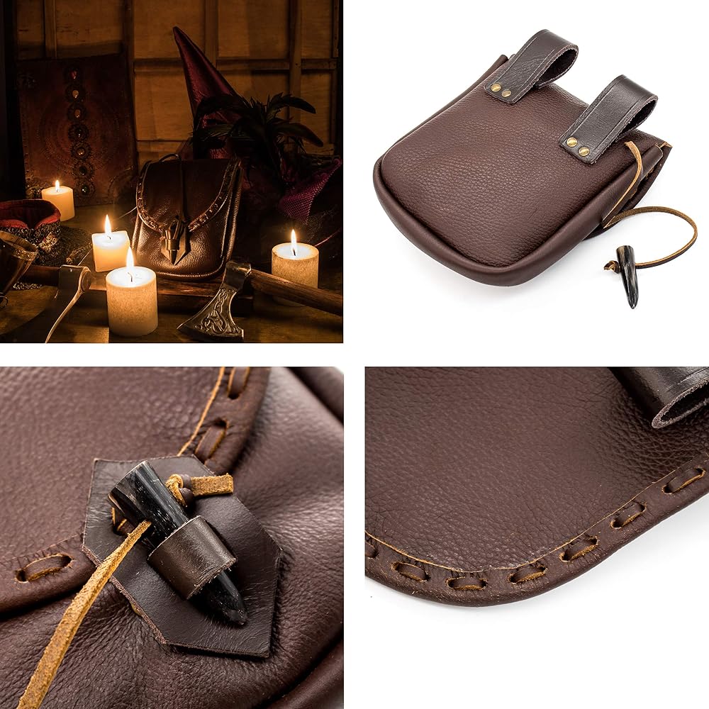 Amazon Com Mythrojan Belt Pouch Renaissance Costume Accessories Larp Waist Bag Cosplay Coin Purse Brown
