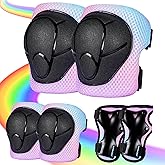 Knee Pads for Kids 3-14 Years Toddler Knee and Elbow Pads with Wrist Guards 3 in 1 for Bicycle Scooter Roller Skates Skateboarding (Yellowpinkblue, Small)