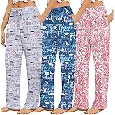 ENJOYNIGHT Womens Pajama Pants Long 3 Pack Sleep Lounge Pj Bottom with Pockets