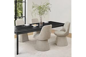 KISLOT Swivel Dining Chairs Set of 4, Upholstered Mid Century Modern Deskchair with High Back, Linen Fabric Kitchen Chairs for Dining Room, Bedroom, Dressing Room, Khaki