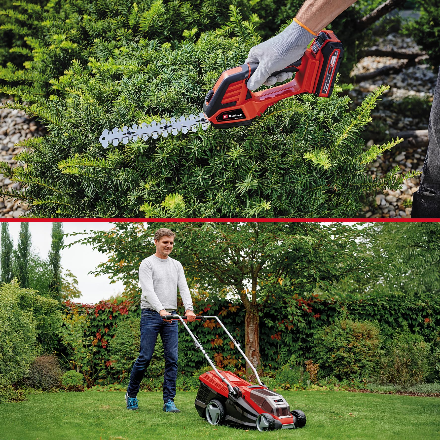 Einhell Akku-Gartengeräte Kit PXC (Akku-Rasenmäher GE-CM 36/36 Li Kit, 36 V, 36 cm Schnittbreite, inkl. 4,0 Ah + 2x Ladegerät, Akku-Gras- und Strauchschere GE-CG 18/100 Li-Solo) 5
