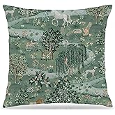 MANCUNCER Cottagecore Throw Pillows,William Morris Forest Animal Farmhouse Floral Decorative Throw Pillow Covers for Living Room Bedroom Couch Bed Decor ,18x18 Inch