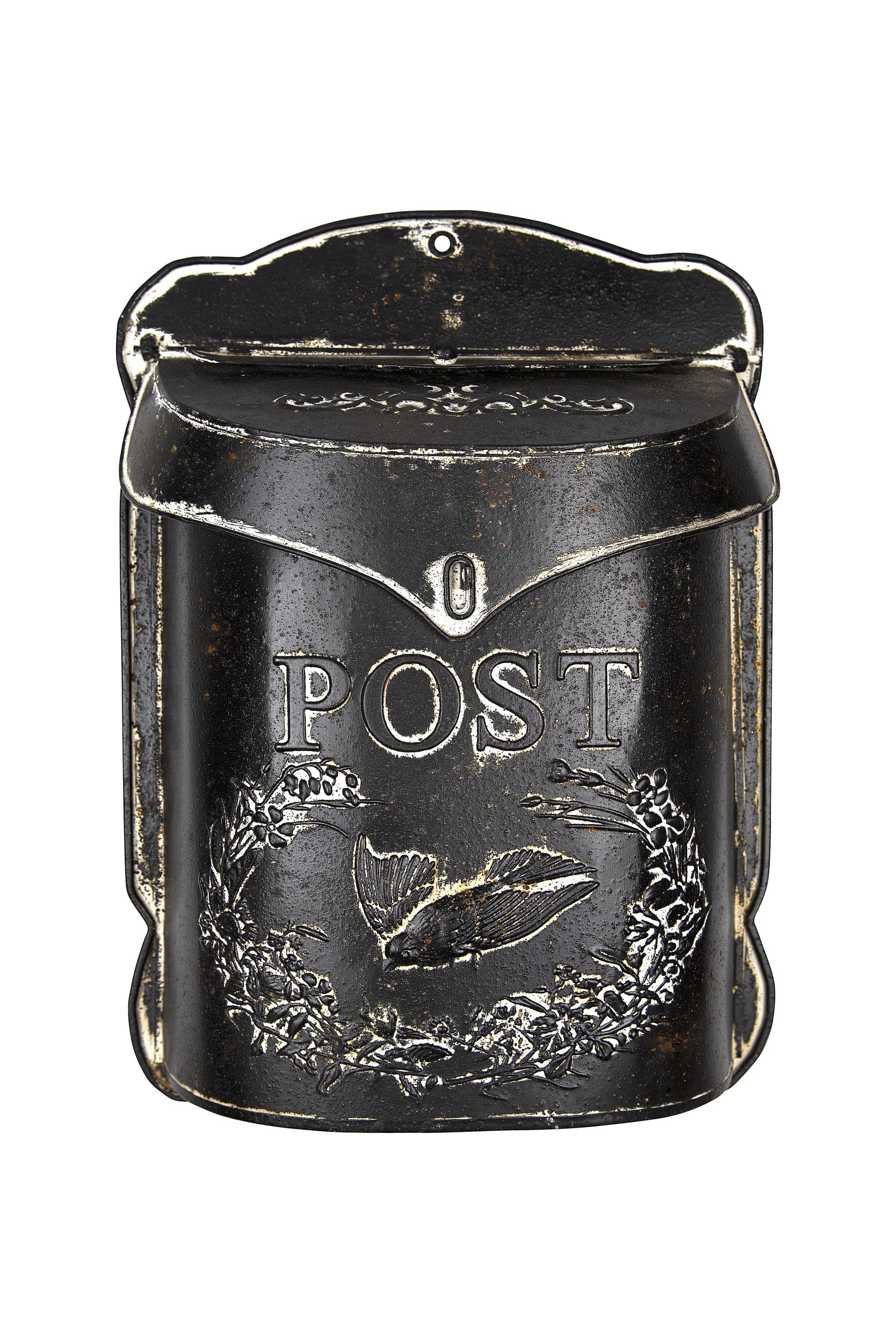 Creative Co-op Black Embossed Tin Post Letter Box