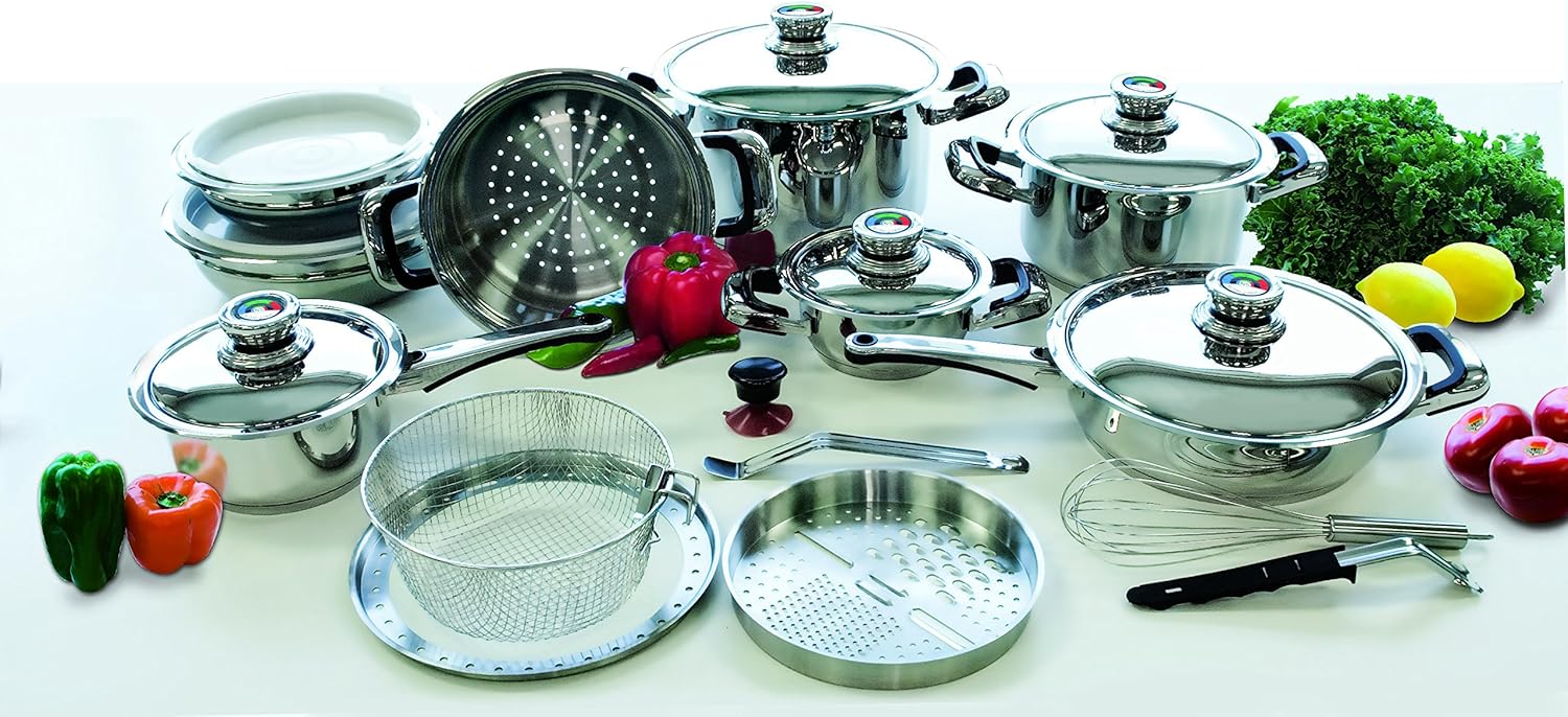 Cookware Set 22pc Surgical Stainless Steel 24 Lifetime Guaranteed by