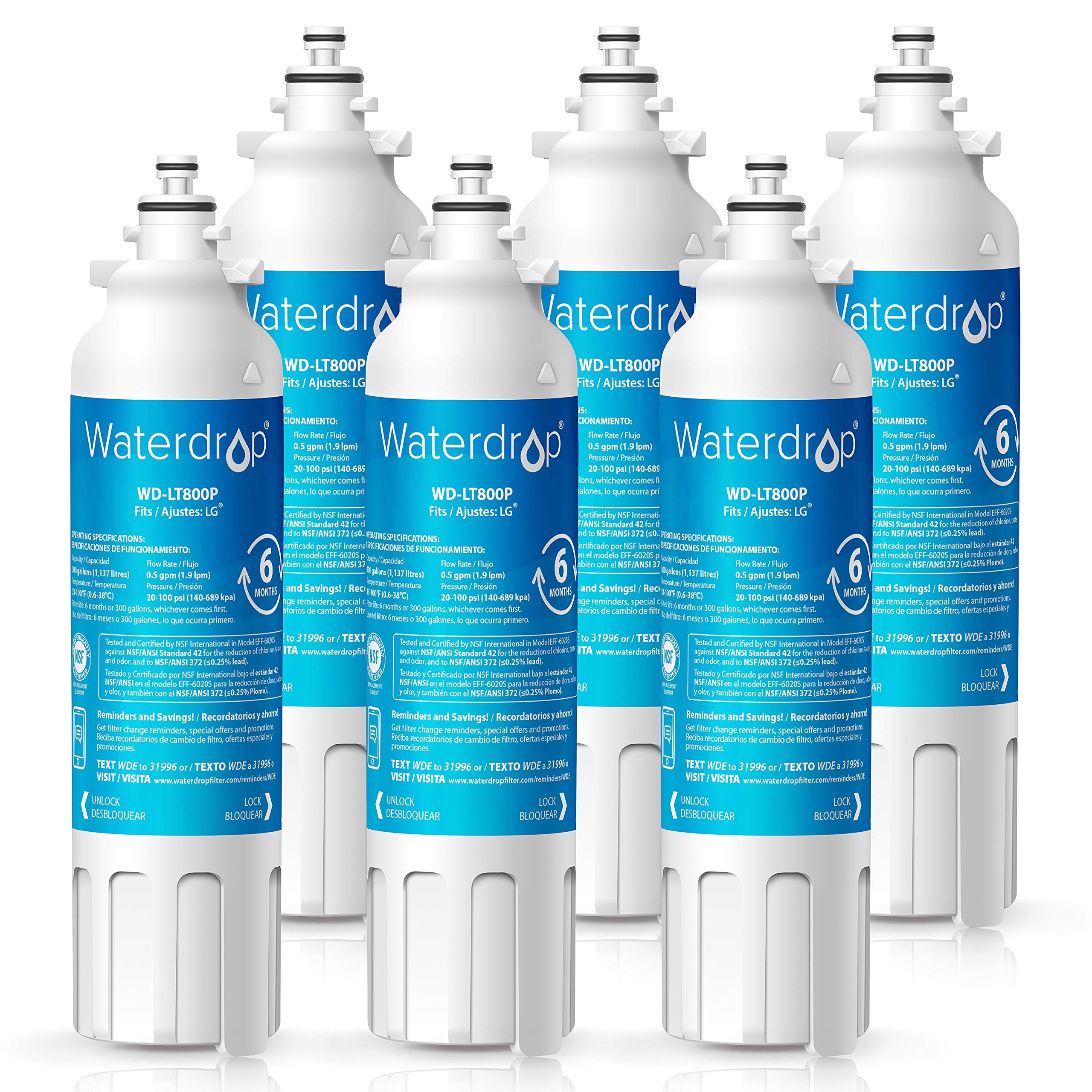 Waterdrop ADQ73613401 Refrigerator Water Filter, Compatible with LG