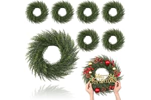 Zeyune 8 Pcs Christmas DIY Green Wreath 14 Inch Artificial Christmas Wreaths Faux Plain Wreaths for Decorating Front Door Window Room Farmhouse Xmas Party Indoor Outdoor (Elegant Style)