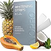 InoPro Natural Teeth Whitening Strips Kit 21 Treatments - Sensitive Teeth Whitener, Peroxide Free with Papain, Bromelain, Coc