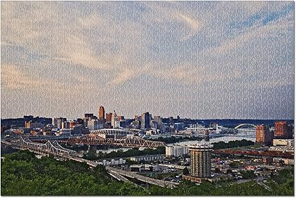 Amazon Com Cincinnati Ohio Covington Kentucky At Sunset 9035572 Premium 1000 Piece Jigsaw Puzzle For Adults 19x27 Toys Games